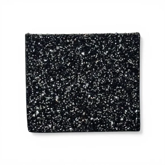 Kate Spade New York Staci Buffalo Plaid Small Slim Cardholder Black Glitter - Picture 2 of 7
